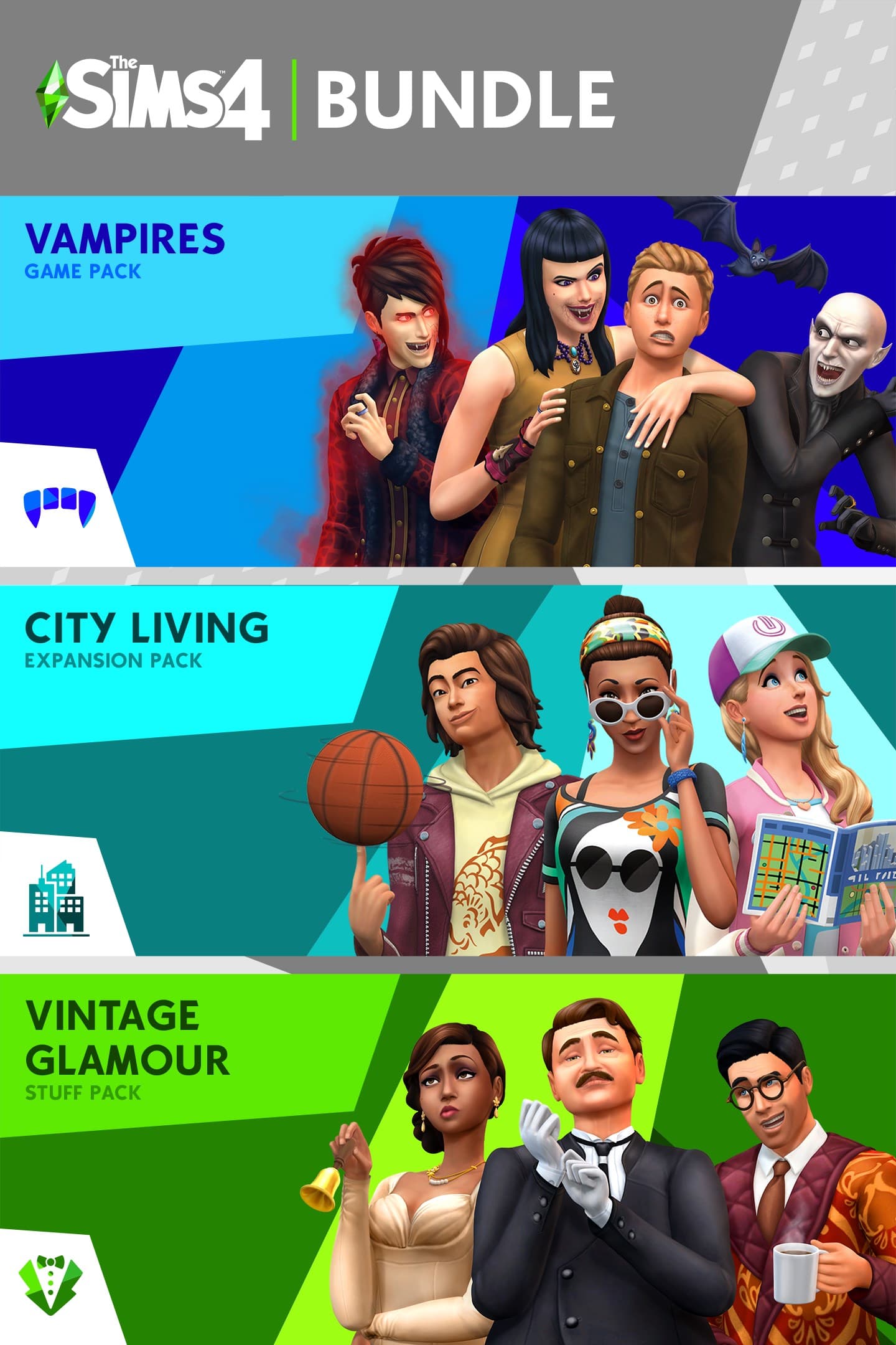 The Sims 4: Bundle - City Living, Vampires, Vintage Glamour Stuff cover