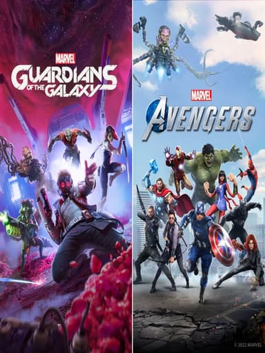 Marvel's Guardians of the Galaxy + Marvel's Avengers cover